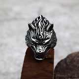 Silver Fenrir Viking Ring of Stainless Steel for Men Manntara 