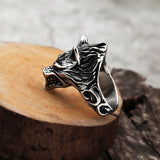 Silver Fenrir Viking Ring of Stainless Steel for Men Manntara 
