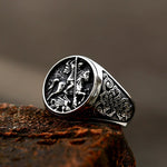 Silver Mounted Knight Men's Ring of Stainless Steel Manntara