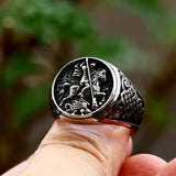 Silver Mounted Knight Men's Ring of Stainless Steel Manntara