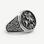 Silver Mounted Knight Men's Ring of Stainless Steel Manntara