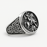 Silver Mounted Knight Men's Ring of Stainless Steel Manntara