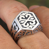 Silver Nordic Runes Men's Ring of Stainless Steel Manntara