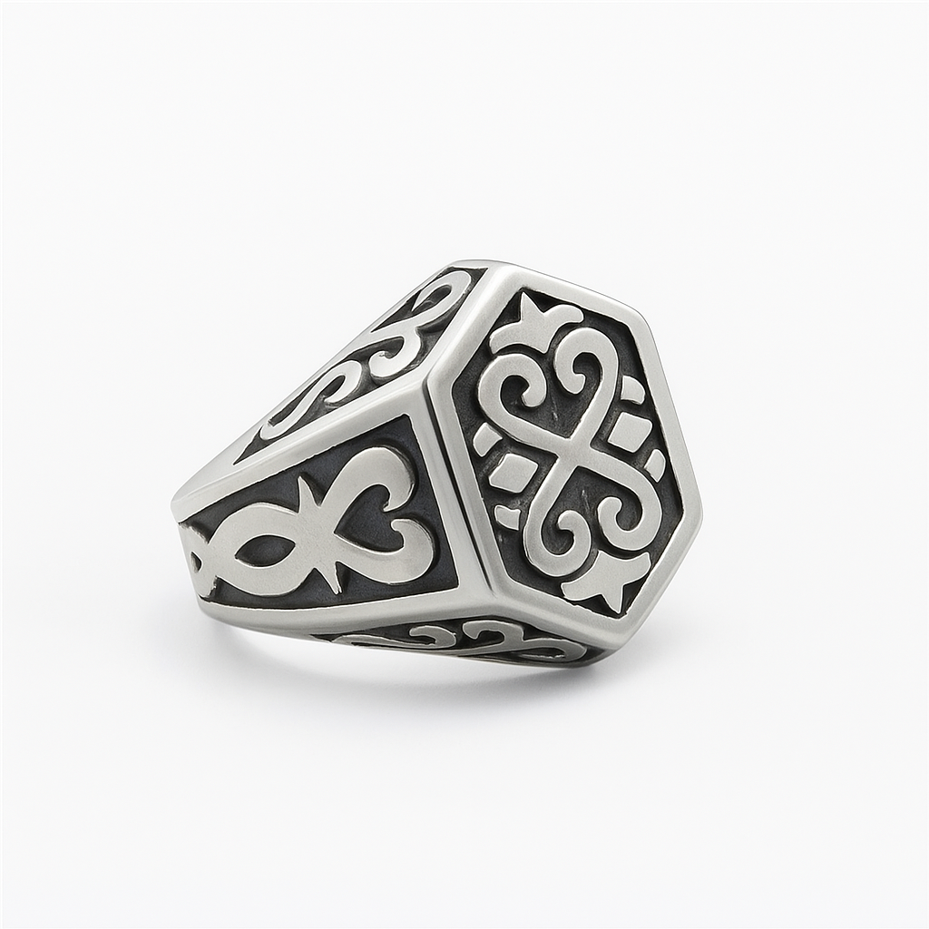 Silver Nordic Runes Men's Ring of Stainless Steel Manntara