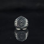 Silver Nordic Runes Men's Ring of Stainless Steel Manntara