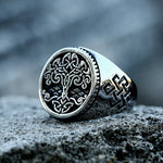 Silver Nordic Tree of Life Yggdrasil Men's Ring of Stainless Steel Manntara