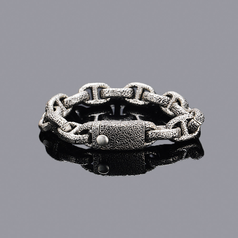 Silver Retro Biker Bracelet For Men of Stainless Steel Manntara