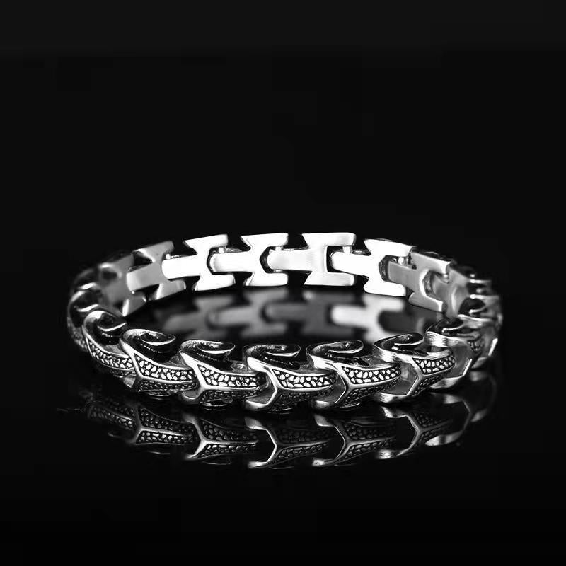 Gothic Style: Thick Solid Stainless Steel Chain Bracelet – Bikies, Softgothic, With Free Gift Pouch