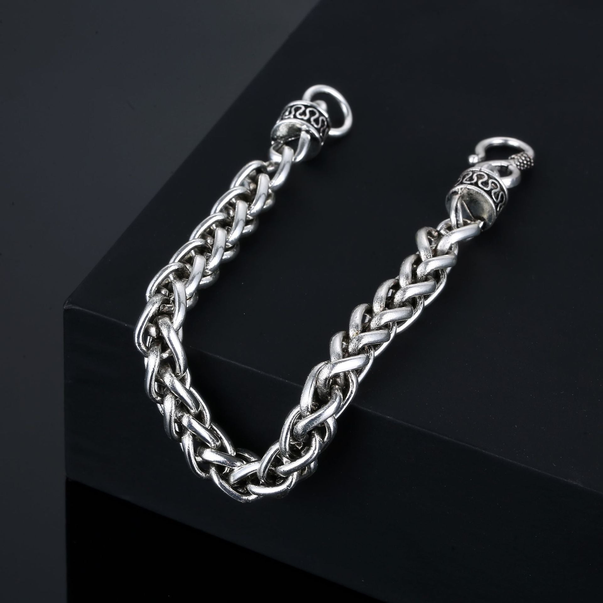Silver Stainless Steel Casual Braided Chain Bracelet for Men Manntara