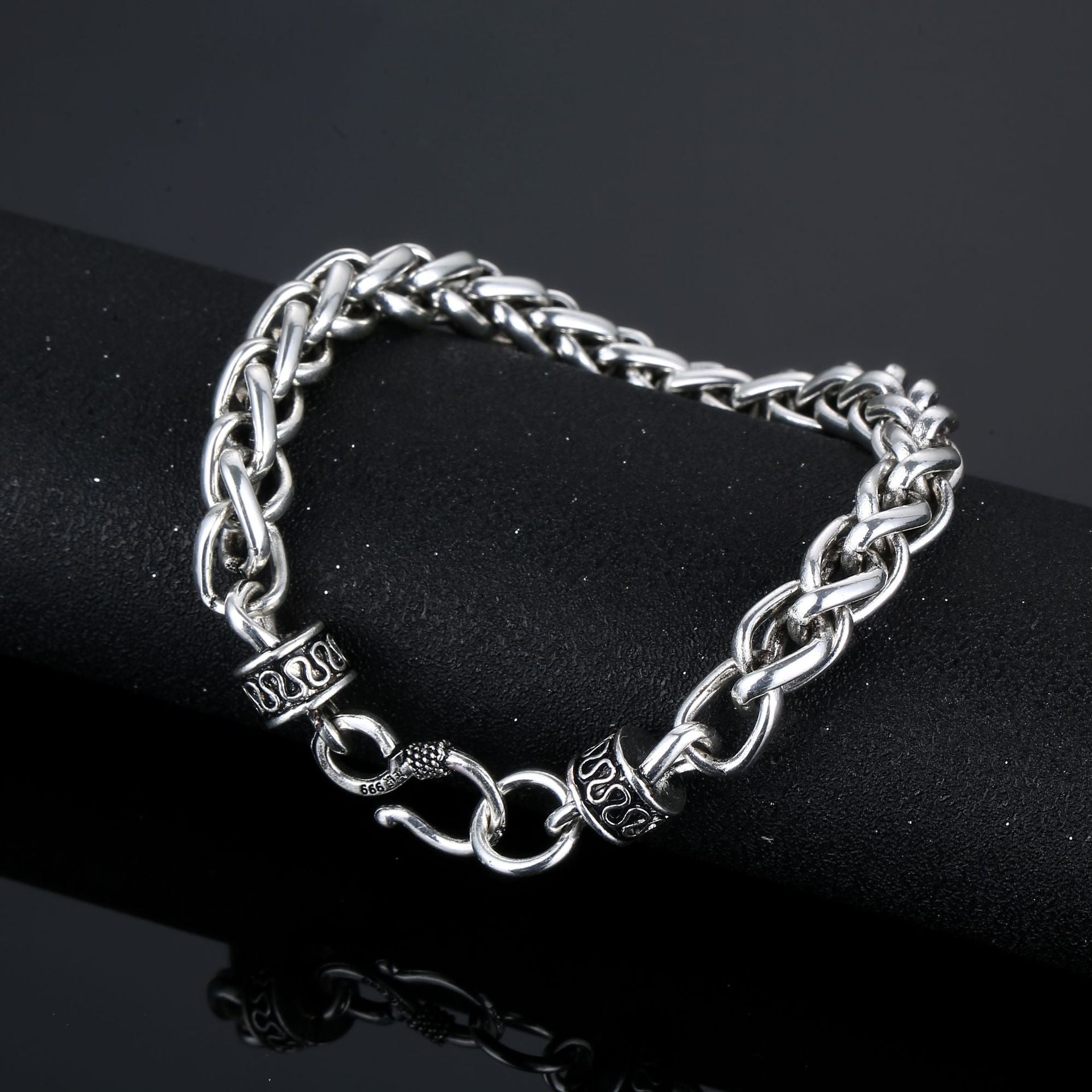 Silver Stainless Steel Casual Braided Chain Bracelet for Men Manntara