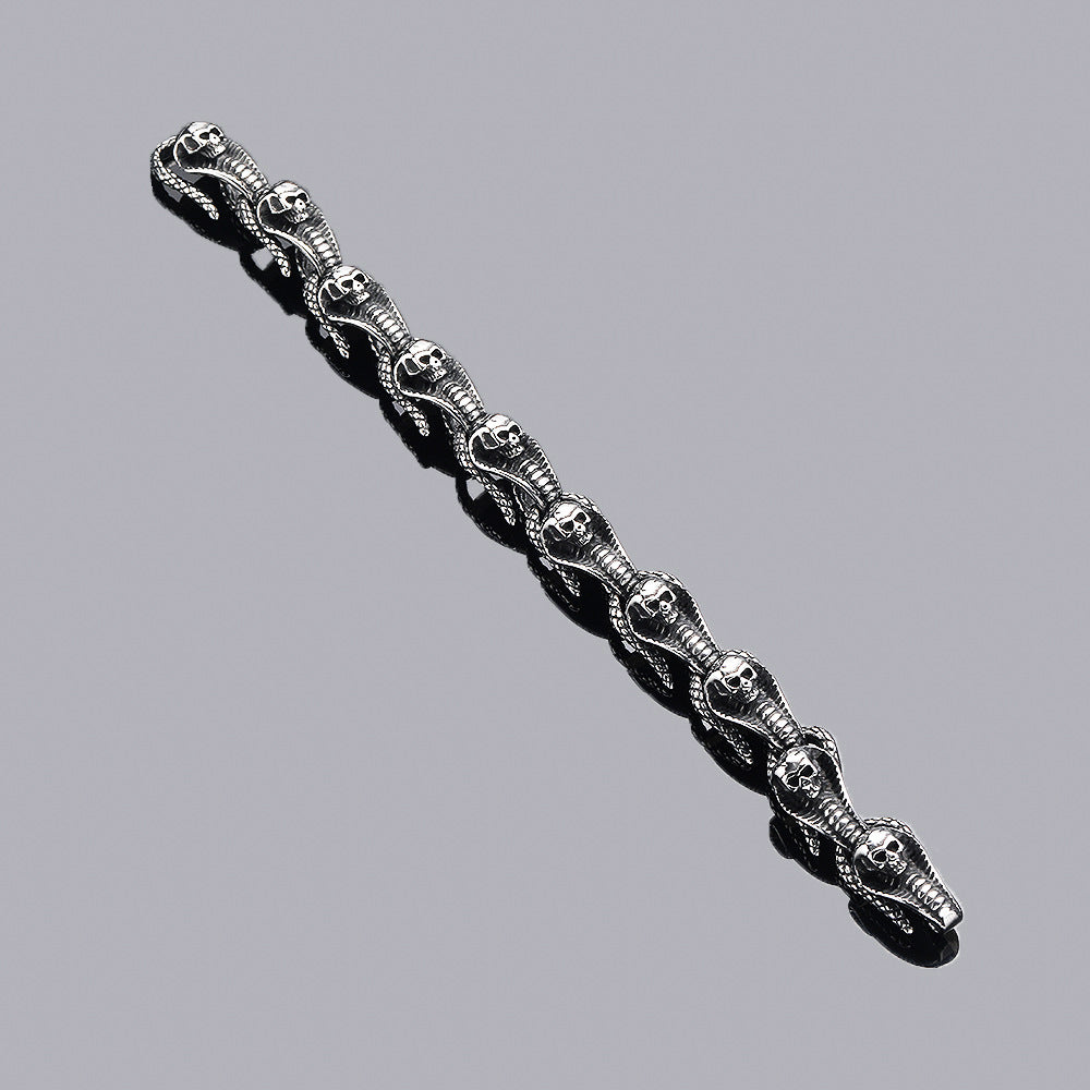 Silver Stainless Steel Gothic Medusa Snakes Bracelet for Men Manntara