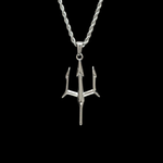 Silver Stainless Steel Poseidon Trident Necklace for Men Manntara