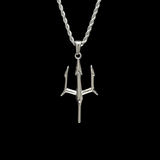Silver Stainless Steel Poseidon Trident Necklace for Men Manntara