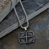 Silver Stainless Steel Titanium Compass Cross Necklace For Men Manntara