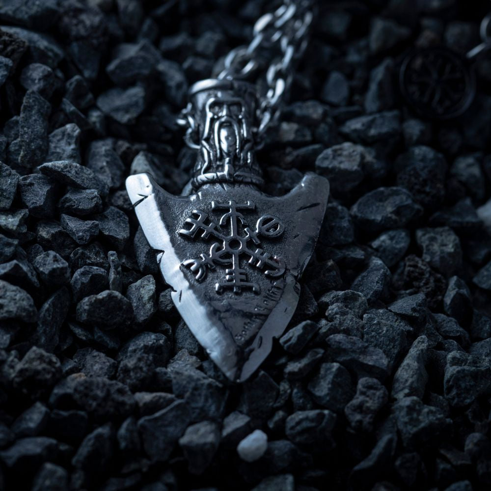 Silver Stainless Steel Viking Arrow Necklace For Men Manntara