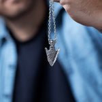 Silver Stainless Steel Viking Arrow Necklace For Men Manntara