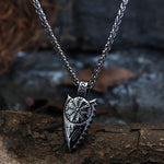 Silver Stainless Steel Viking Runes Arrow Necklace For Men Manntara