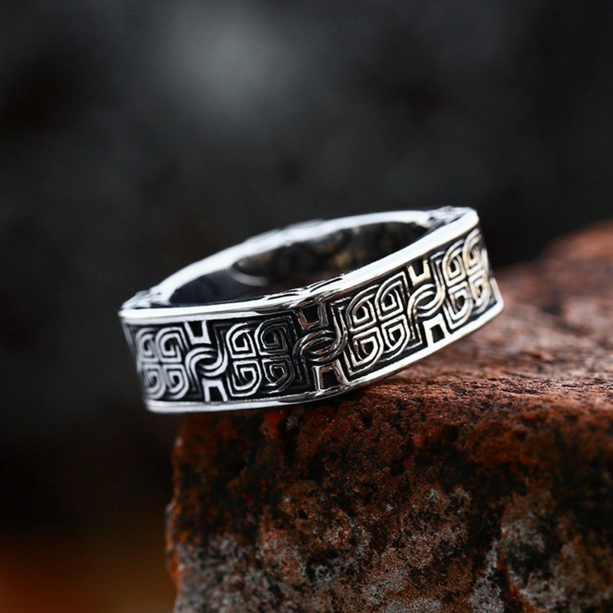 Silver Viking Celtic Pattern Men's Ring of Stainless Steel Manntara