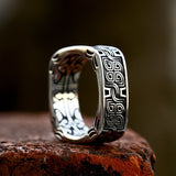 Silver Viking Celtic Pattern Men's Ring of Stainless Steel Manntara