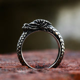 Silver Viking Dragon Head Men's Ring of Stainless Steel Manntara