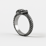 Silver Viking Dragon Head Men's Ring of Stainless Steel Manntara