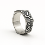 Silver Viking Triquetra Knot Men's Ring of Stainless Steel Manntara
