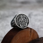 Silver Wyrm Viking Knot Pattern Men's Ring of Stainless Steel Manntara