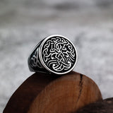 Silver Wyrm Viking Knot Pattern Men's Ring of Stainless Steel Manntara
