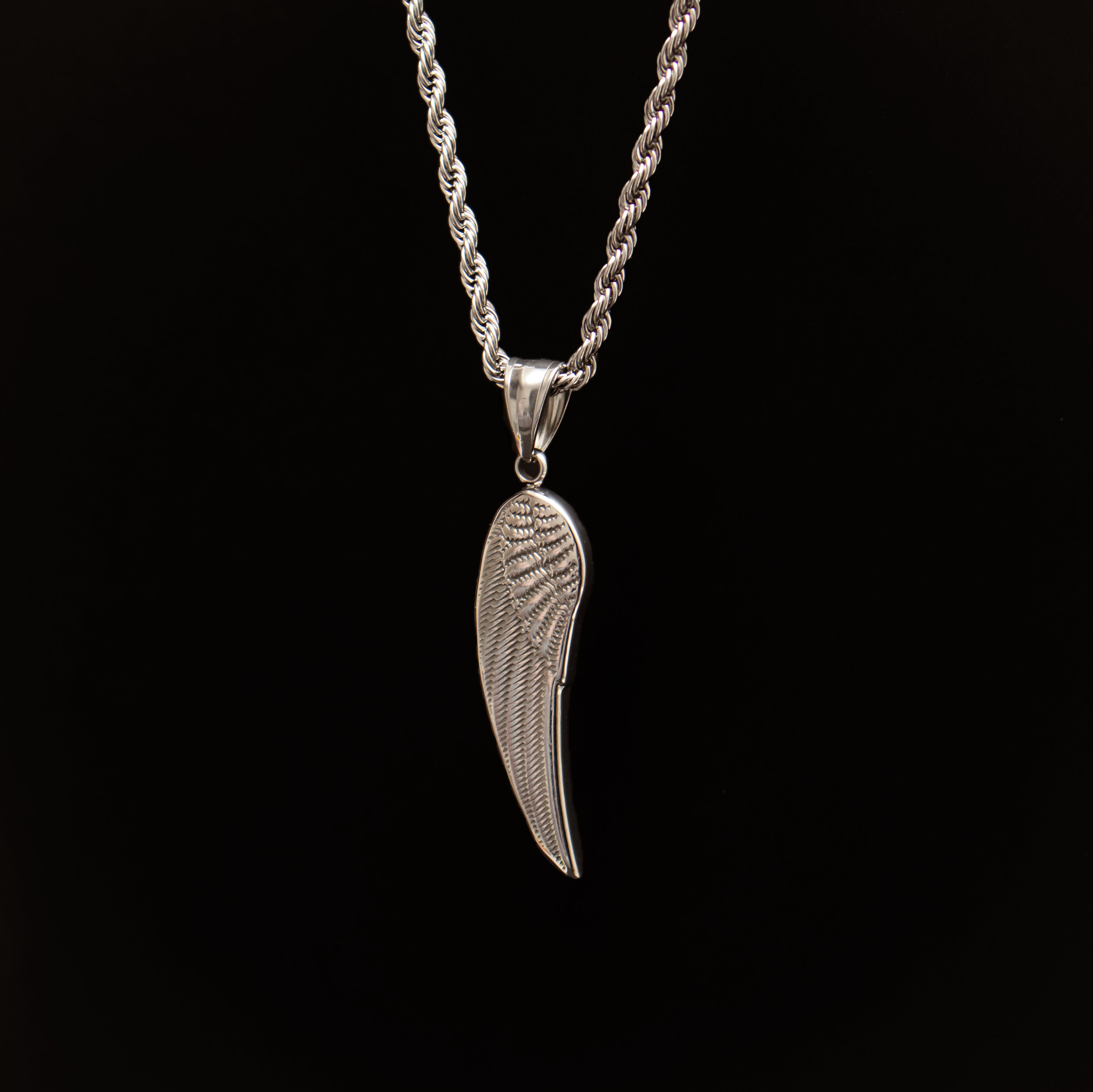Silver Angel Feather Wings Men's Necklace of Stainless Steel Manntara