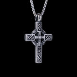 Silver Celtic Rune Cross Men's of Stainless Steel Manntara