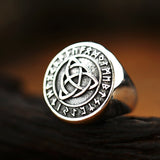 Silver Celtic Trinity Knot Men's Ring of Stainless Steel Manntara