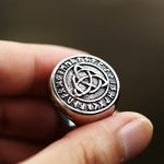 Silver Celtic Trinity Knot Men's Ring of Stainless Steel Manntara