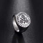 Silver Celtic Triskele Men's Ring of Stainless Steel Manntara