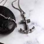Silver Stainless Steel Anchor Sailor Necklace For Men Manntara