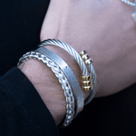 Silver Stainless Steel Catholic Designer 3-Pieces Bracelet Set For Men Manntara