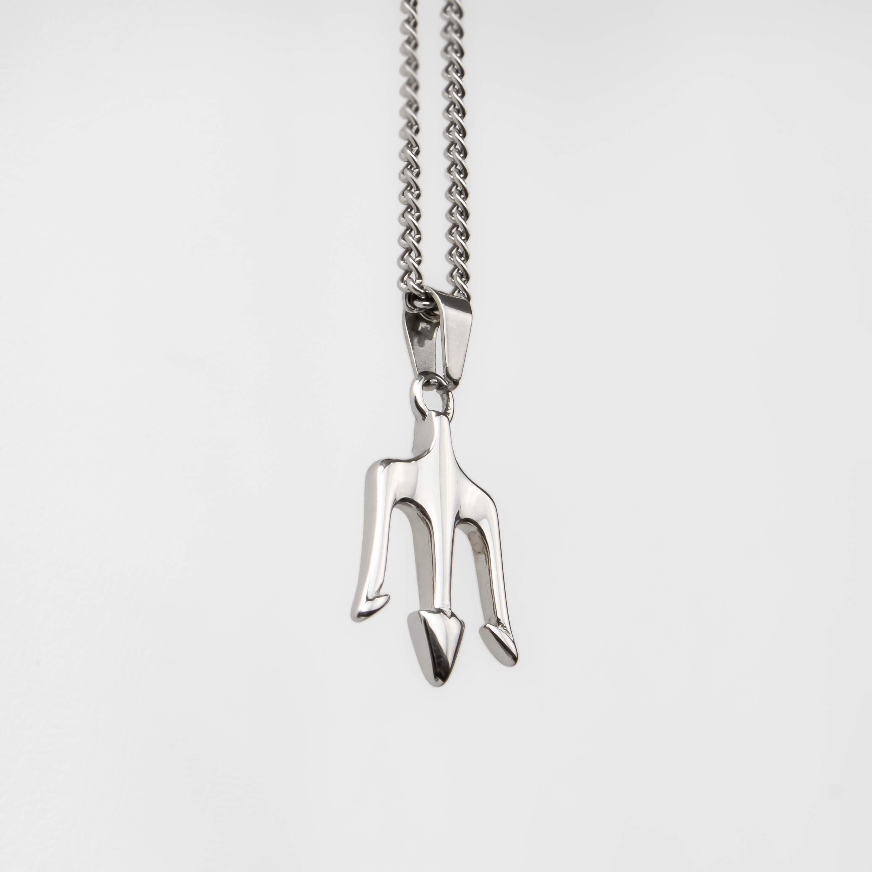 Silver Stainless Steel Poseidon Trident Men's Necklace Manntara