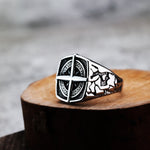 Silver Stainless Steel Sailor Compass Fashion Ring For Men Manntara