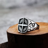 Silver Stainless Steel Sailor Compass Fashion Ring For Men Manntara