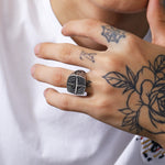 Silver Stainless Steel Sailor Compass Fashion Ring For Men Manntara