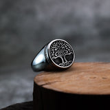 Silver Stainless Steel Tree of Life Ring for Men Manntara