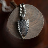 Silver Stainless Steel Viking Runes Arrow Necklace For Men Manntara