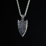 Silver Stainless Steel Viking Runes Arrow Necklace For Men Manntara