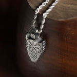 Silver Stainless Steel Viking Runes Arrow Necklace For Men Manntara