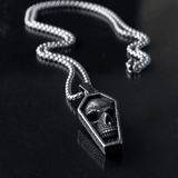 Stainless Steel Punk Cranium Skull Black Necklace For Men Manntara
