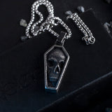 Stainless Steel Punk Cranium Skull Black Necklace For Men Manntara