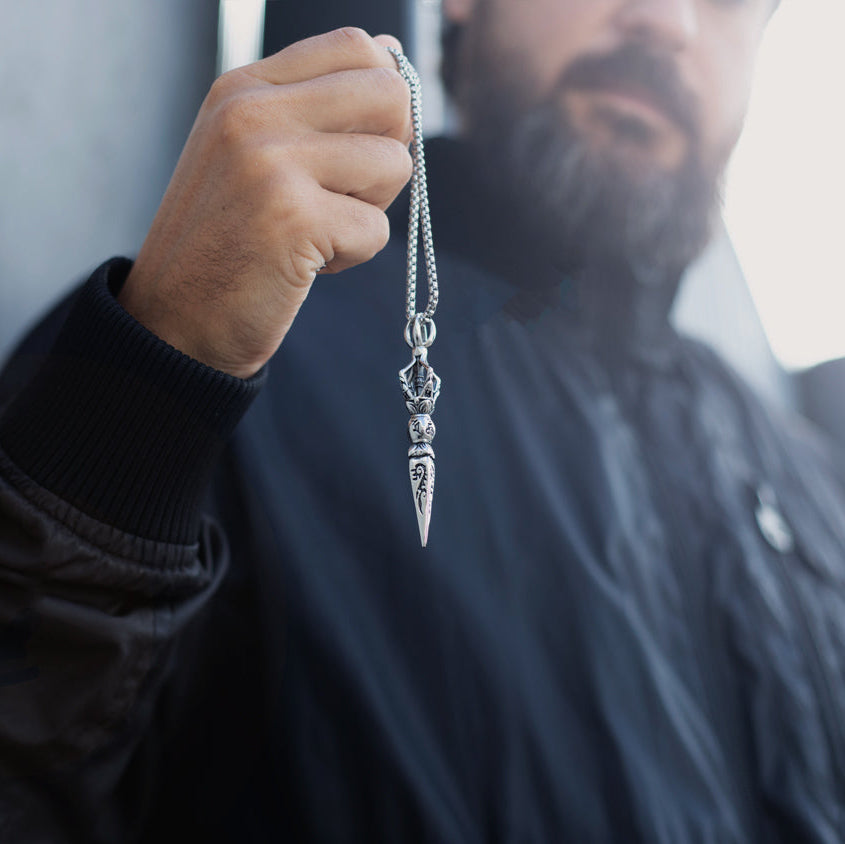 Stainless Steel Silver Viking Stick Necklace For Men Manntara