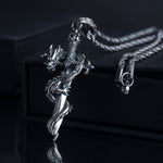 Sterling 925 Silver Dragon Sword Gothic Necklace For Men Manntara