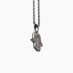Unisex Silver Hamsa Necklace - Stainless Steel Hand of Fatima Pendant Manntara