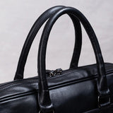 Black Leather Business 15.6-inches Laptop Briefcase For Men