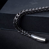 Black Stainless Steel Designer Beaded Men's Bracelet